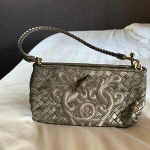 Bottega Veneta Silver Clutch